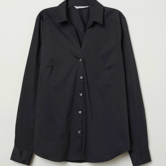 H&M Tops - Modern Classic H&M Black N-Neck Stretch Button Down Career Shirt XXL (2X, XXL)